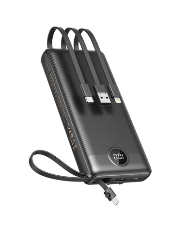 VEEKTOMX Power Bank with Built in Cables 20000mAh, Portable Charger with 5 Output and LED Display, External Battery Charger Compatible with iPhone/iPad/Samsung and Other Smart Devices for Travel